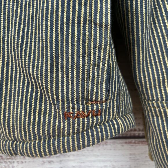 Kavu Sherpa Lined Hickory Railroad Stripe Chore Coat XXL Workwear Shirt Jacket - Picture 5 of 15